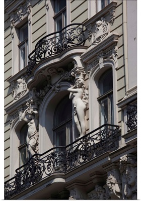 Building detail at 33 Elizabetes Iela Street, Art Nouveau District, Riga, Latvia
