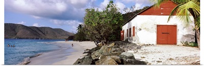 Building on the beach, Cinnamon Bay, Virgin Islands National Park, St. John, US Virgin Islands