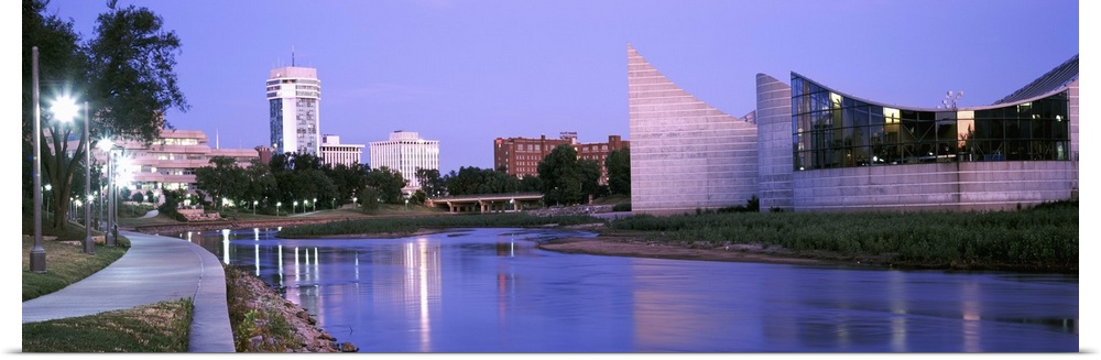Buildings at the waterfront, Arkansas River, Wichita, Kansas