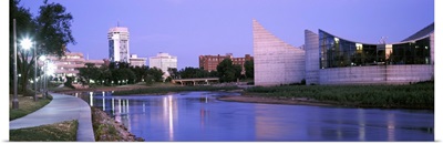 Buildings at the waterfront, Arkansas River, Wichita, Kansas