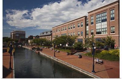 Buildings at the waterfront, Carroll Creek Park, Frederick, Frederick County, Maryland