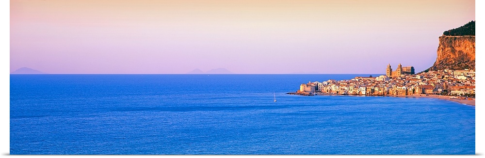 Buildings at the waterfront, Cefalu, Palermo Province, Sicily, Italy