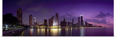 Buildings at the waterfront, Hancock Building, Lake Michigan, Chicago, Cook County, Illinois,