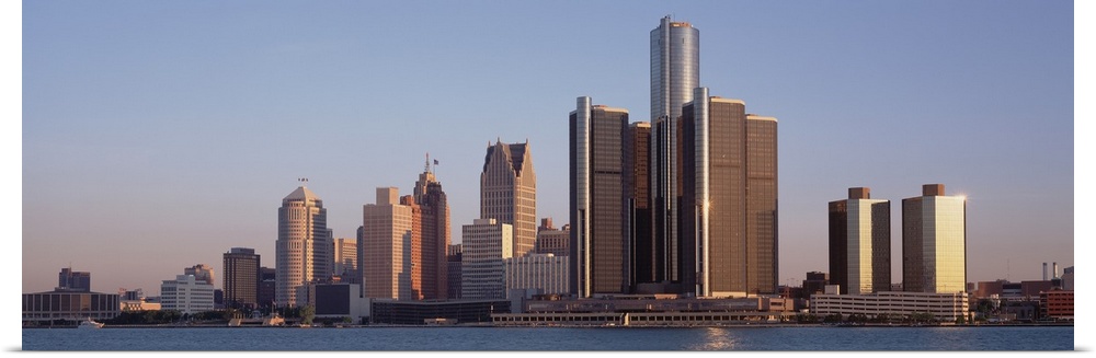 Panoramic skyscrapers of Detroit, MI.