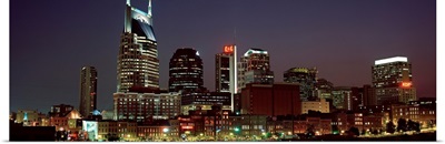 Buildings lit up at dusk, Nashville, Tennessee