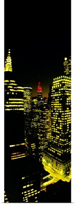 Buildings lit up at night, Empire State Building, Chrysler Building, Manhattan, New York City, New York State