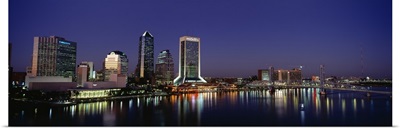 Buildings lit up at night, Jacksonville, Florida