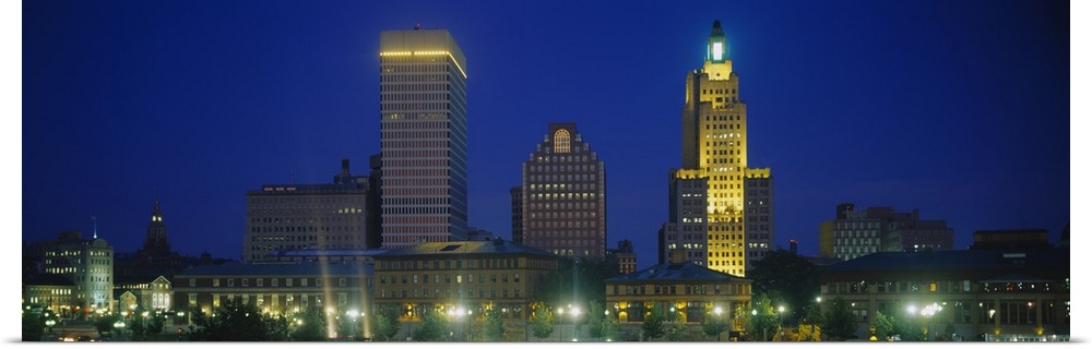 Buildings lit up at night, Providence, Providence County, Rhode Island