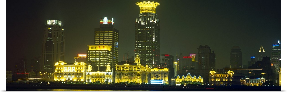 Buildings lit up at night, The Bund, Shanghai, China