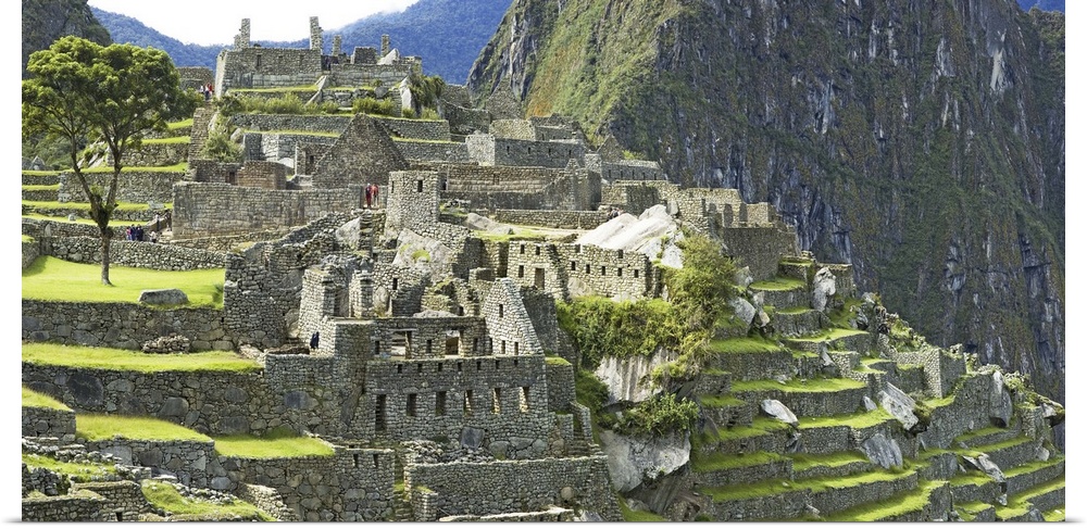 Buildings on a hill, Andes Mountains,Machu Pichu, Peru