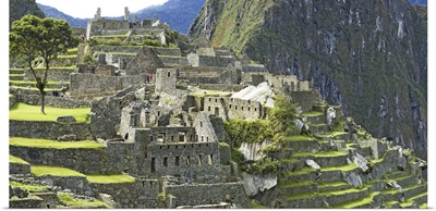 Buildings on a hill, Andes Mountains,Machu Pichu, Peru