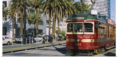 Cable car along a road, City Circle Tram, Harbor Esplanade, Melbourne, Victoria, Australia