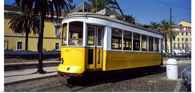 Cable car in a city Lisbon Portugal