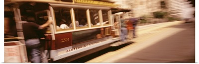 California, San Francisco, People commuting in the cable car