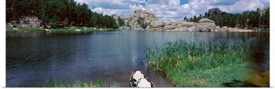Canoe in a lake, Sylvan Lake, Black Hills, Custer State Park, Custer County, South Dakota,