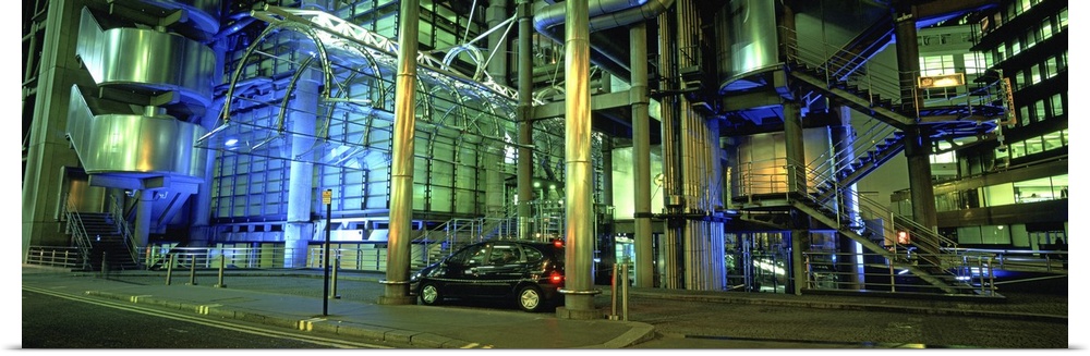Car in front of an office building, Lloyds Of London, London, England