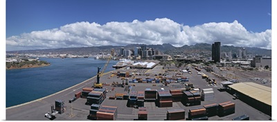 Cargo containers at a harbor Honolulu Oahu Hawaii 2007