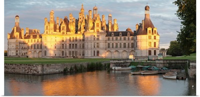 Castle at the waterfront, Chateau Royal de Chambord, Loire River, Centre Region, France
