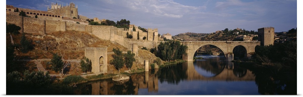 Castle at the waterfront, Puente de San Martin, Tajo River, Toledo, Spain