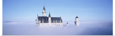 Castle covered with fog, Neuschwanstein Castle, Bavaria, Germany