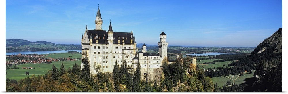 Castle on a hill, Neuschwanstein Castle, Ostallgau, Bavaria, Germany