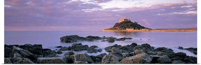 Castle on top of a hill, St Michaels Mount, Cornwall, England