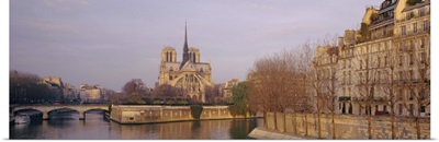 Cathedral near Seine river, Notre Dame Cathedral, Paris, France