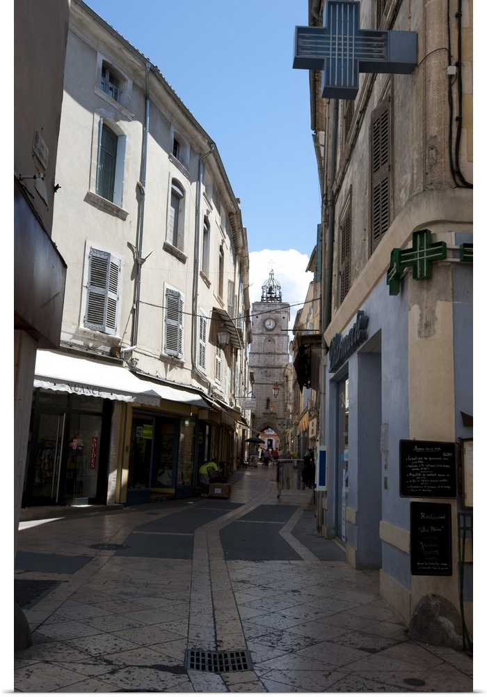 Buildings along a pedestrian street, Cathedrale Ste-Anne, Apt, Luberon, Vaucluse, Provence-Alpes-Cote d'Azur, France