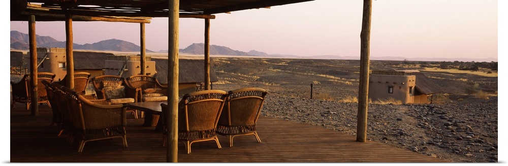 Chairs on a veranda Kulala Wilderness Reserve Sossusvlei Namib Desert Namibia