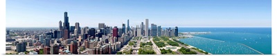 Chicago skyline from south end of Grant Park, Lake Michigan, Cook County, Illinois