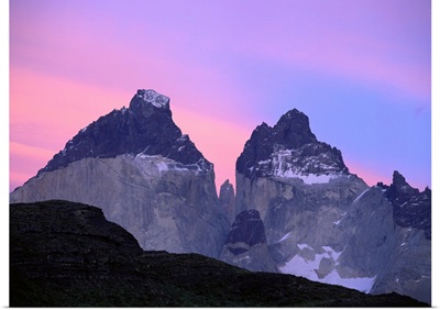 Chile, Torres Del Paine National Park, Low angle view of rock mountain peaks