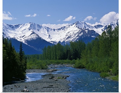 Chugach Mountains, running stream, summer, Alaska