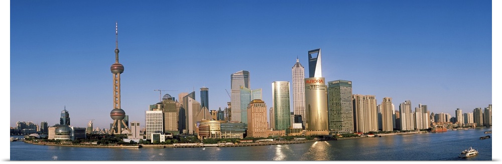 City at the waterfront Huangpu River Pudong Shanghai China