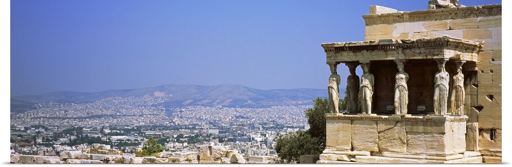 City viewed from a temple, Erechtheion, Acropolis, Athens, Greece