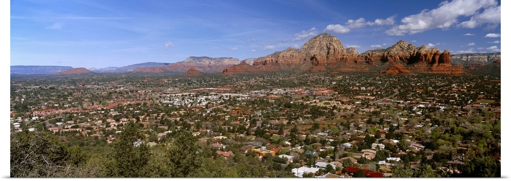 City with rock formations in the background Cathedral Rocks Sedona Coconino County Arizona