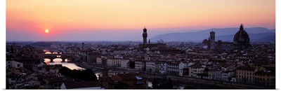 Cityscape at dusk from Piazza Michaelangelo, Florence, Tuscany, Italy