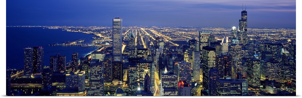 Cityscape at night, Chicago, Illinois