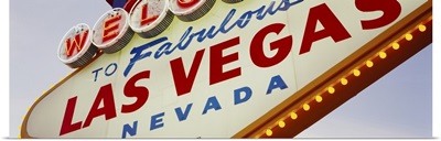 Close-up of a welcome sign, Las Vegas, Nevada