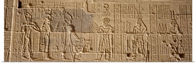 Close-up of carvings on a wall, Temple Of Philae, Aswan, Egypt