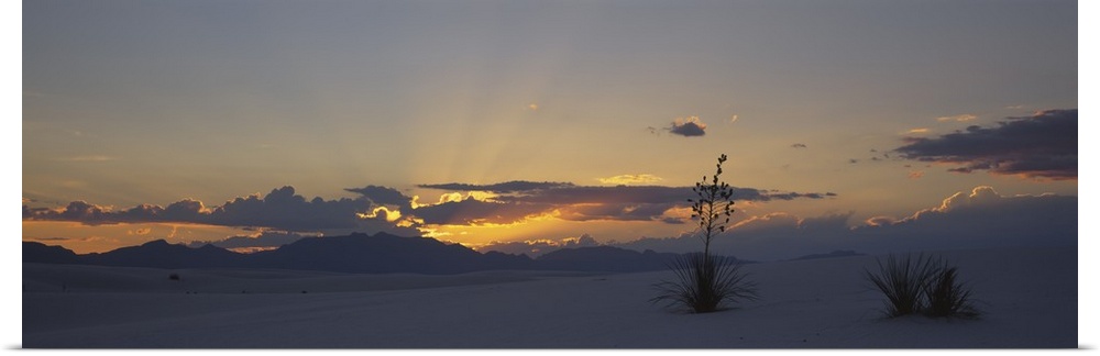 Clouds over a desert at sunset, White Sands National Monument, New Mexico