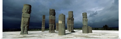 Clouds over statues, Atlantes Statues, Temple of Quetzalcoatl, Tula, Hidalgo State, Mexico