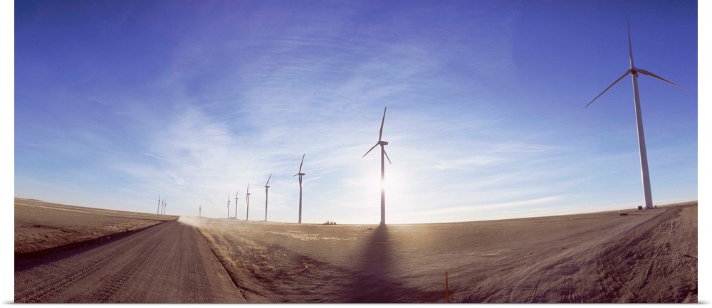 Colorado, Lamar, Wind turbine in the arid landscape