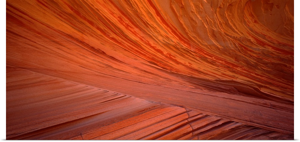 One of the highest sections of the Navajo Sandstone is photographed with a warm tone throughout the picture.