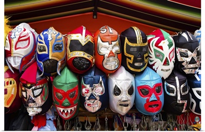 Colorful mask at market stall, Olvera Street, Los Angeles, California