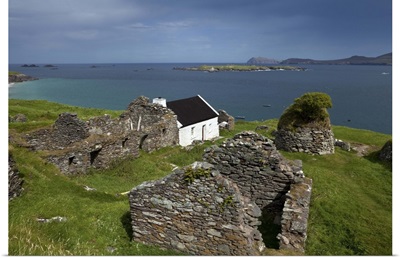 Cottage and Deserted Cottages on Great Blasket Island, County Kerry, Ireland