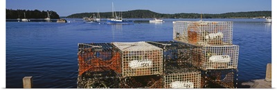 Crab pots on a pier, Sand Beach, Acadia National Park, Mount Desert Island, Hancock County, Maine,