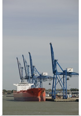 Cranes at a commercial dock, Galveston, Texas
