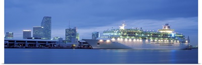 Cruise Ship Dusk Port of Miami Miami FL