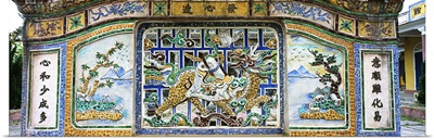 Detail of frieze of a temple, Hue, Vietnam