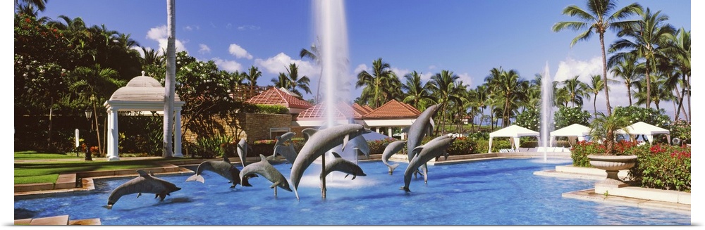 Dolphin sculptures in a pool, Grand Wailea Resort Hotel And Spa, Maui, Hawaii